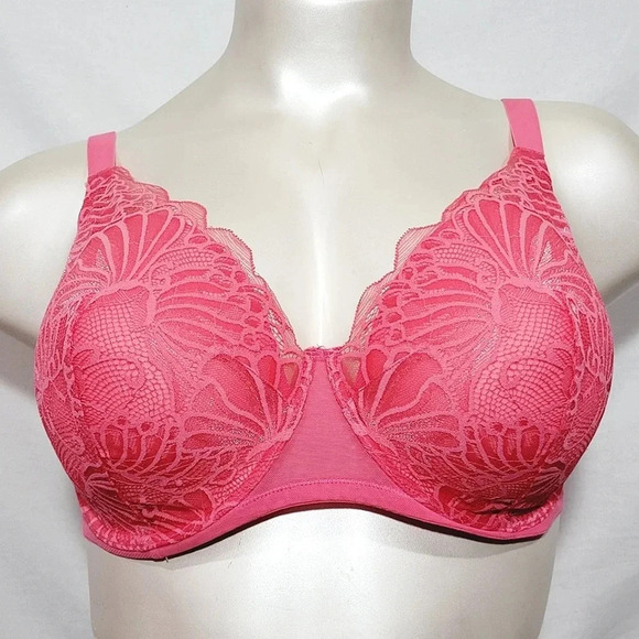 34DDD Paramour 135061 Tempting Floral Lace Underwire Bra Honeysuckle Pink NWT - Picture 1 of 5